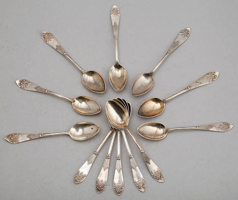 KAFFESKEDAR, 12 st, silver, "Empire", 1912. Vikt ca 182 g.
