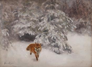 757A. Bruno Liljefors, Fox in a winter landscape.