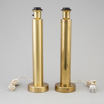 A pair of brass table lamps, second half of the 20th century.