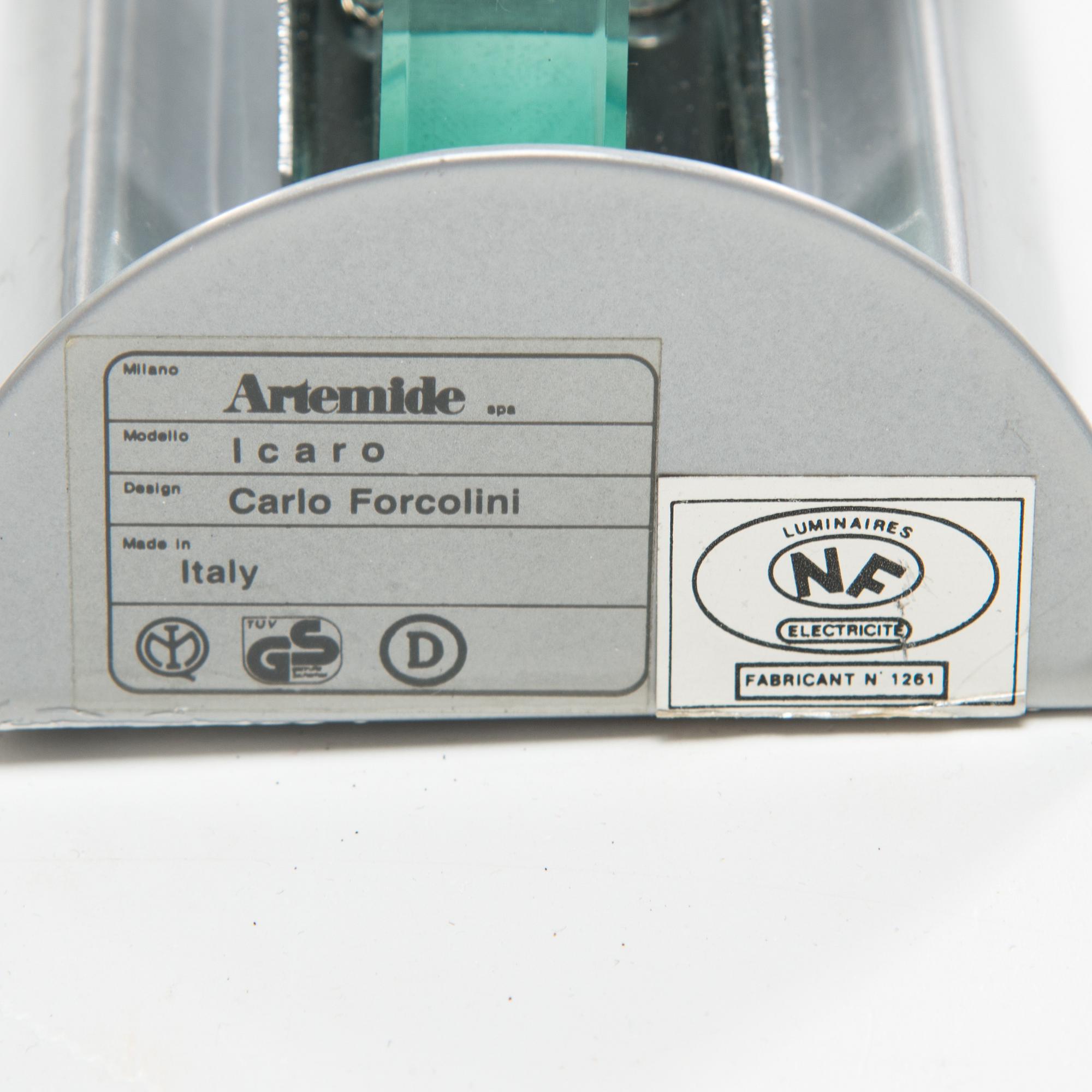 Carlo Forcolini, vägglampor, ett par, "Icaro", postmodern, Artemide, Italien, 1980-tal.