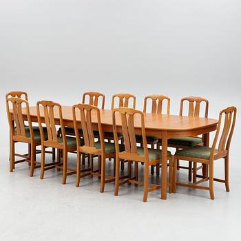 Carl Malmsten, matgrupp, 11 delar, "Ambassadör", Åfors Möbelfabrik, 1900-talets andra hälft.