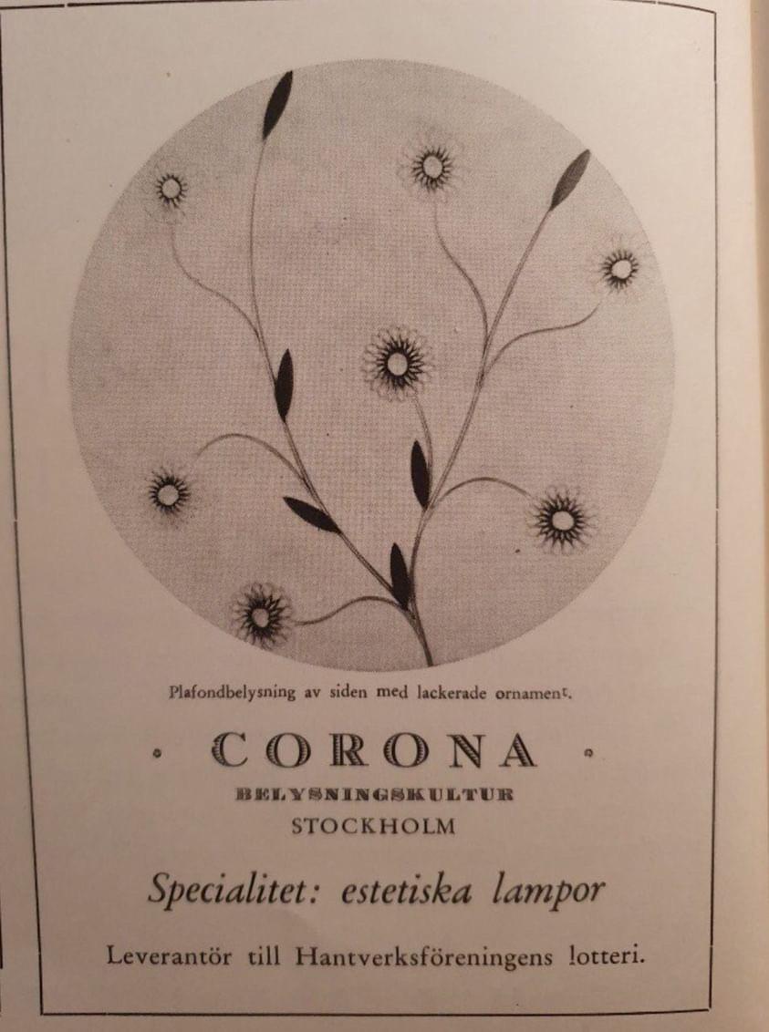 Ulla & Gunnar Eklöf, attributed to, a pair of Swedish Modern ceiling lamps, Corona Belysningskultur, Stockholm, 1940s.