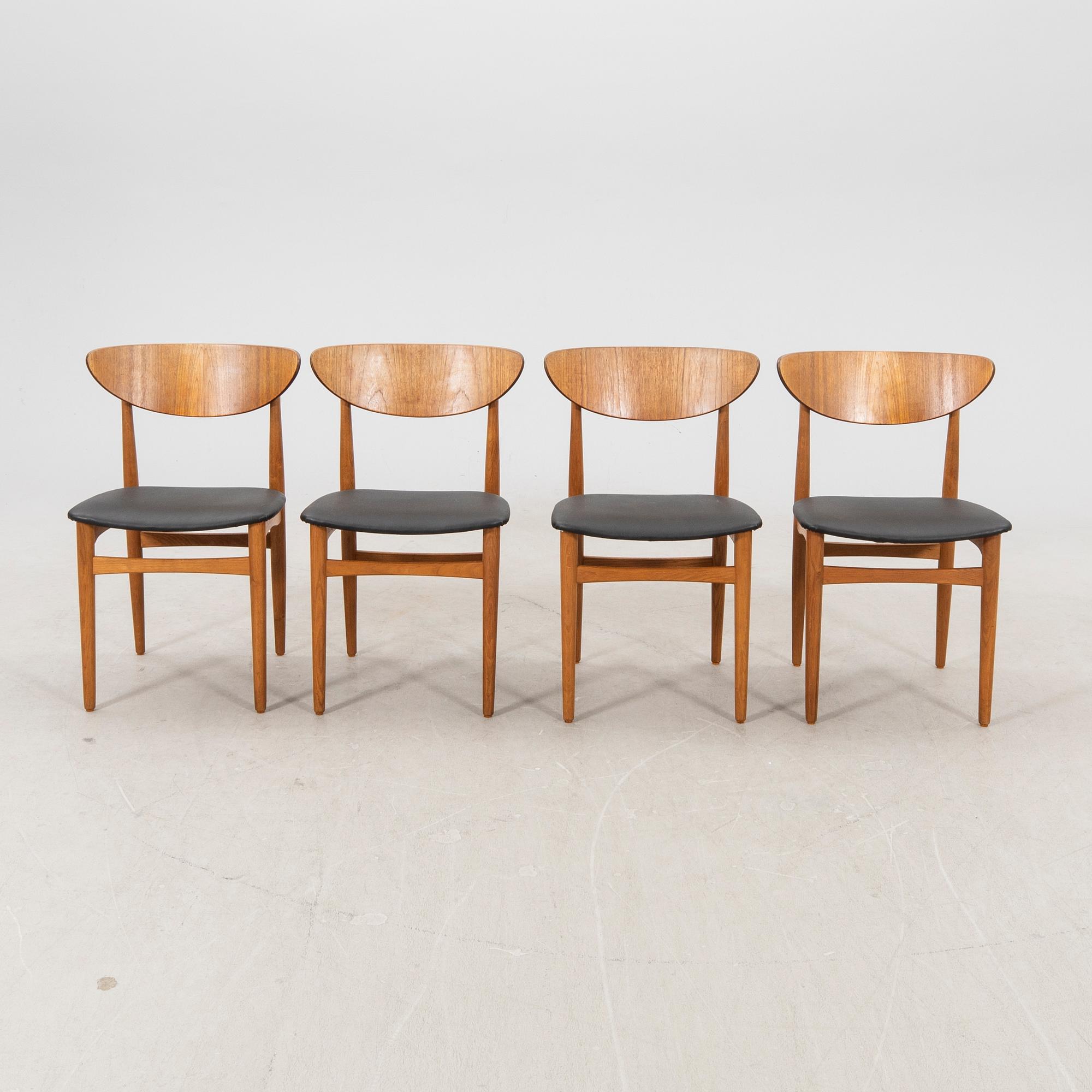A set of four Danish teak 1960s chairs.