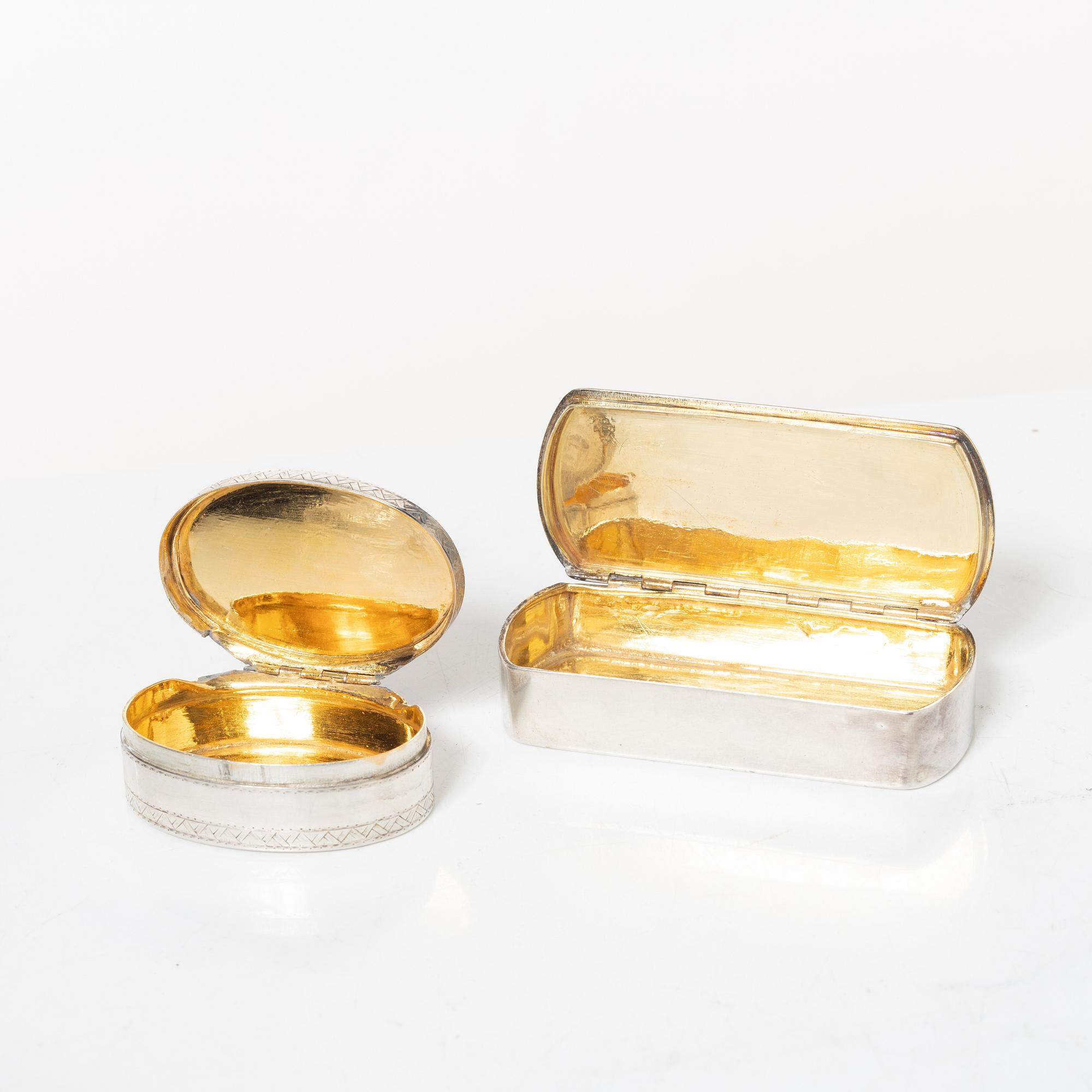 Dosor, 2 st, silver, Sverige 1786 och 1826.