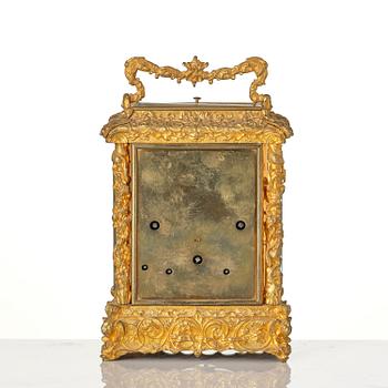 A Traveller's rococo style clock by Anton Liszt Vienna (1828-1868).