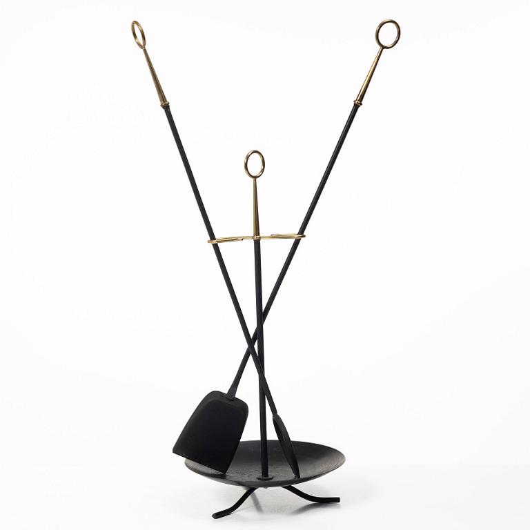 Gunnar Ander, Fire utensils on a stand, Ystad Metall, second half of the 20th century.