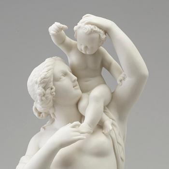 An unmarked sculpture of Venus with Amor on her shoulder, England, presumably Minton or Copeland, 19th Century.