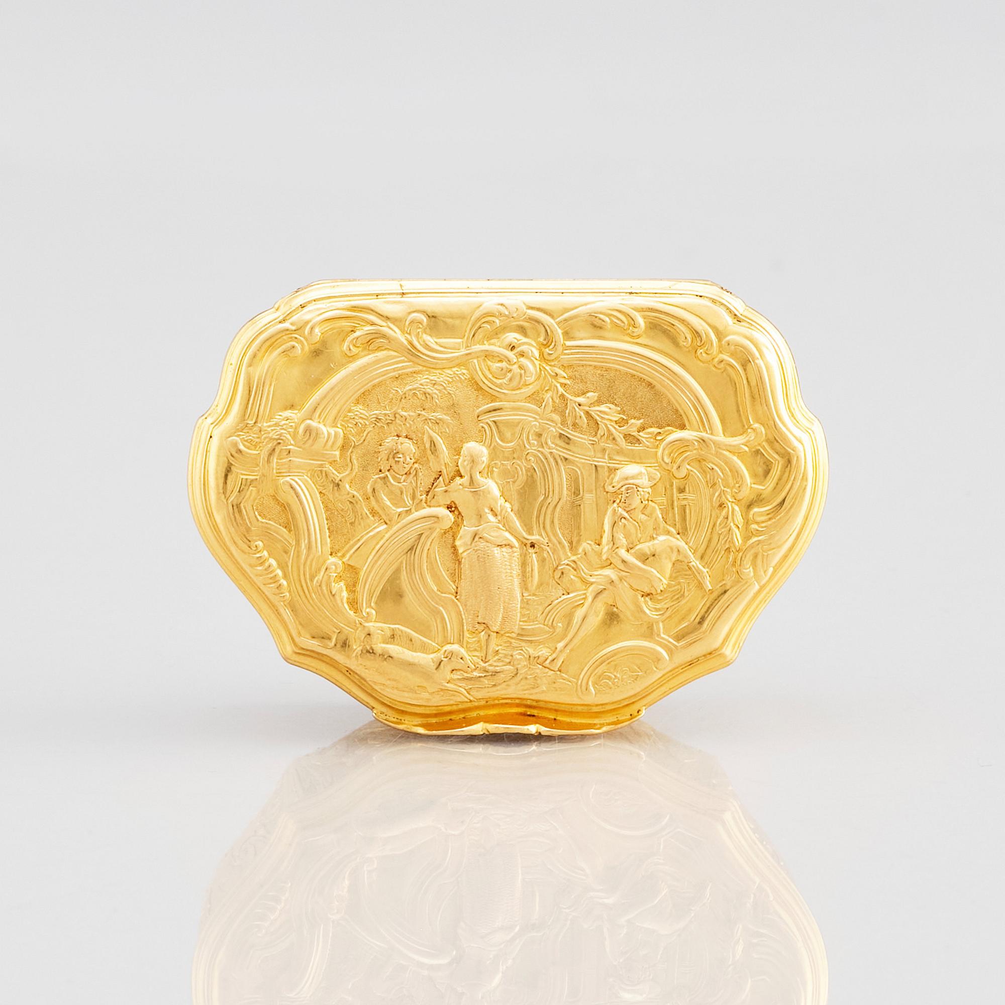 Frantz Bergs, dosa, guld, (verksam i Stockholm 1725-1777), 1700-talets mitt. Rokoko.