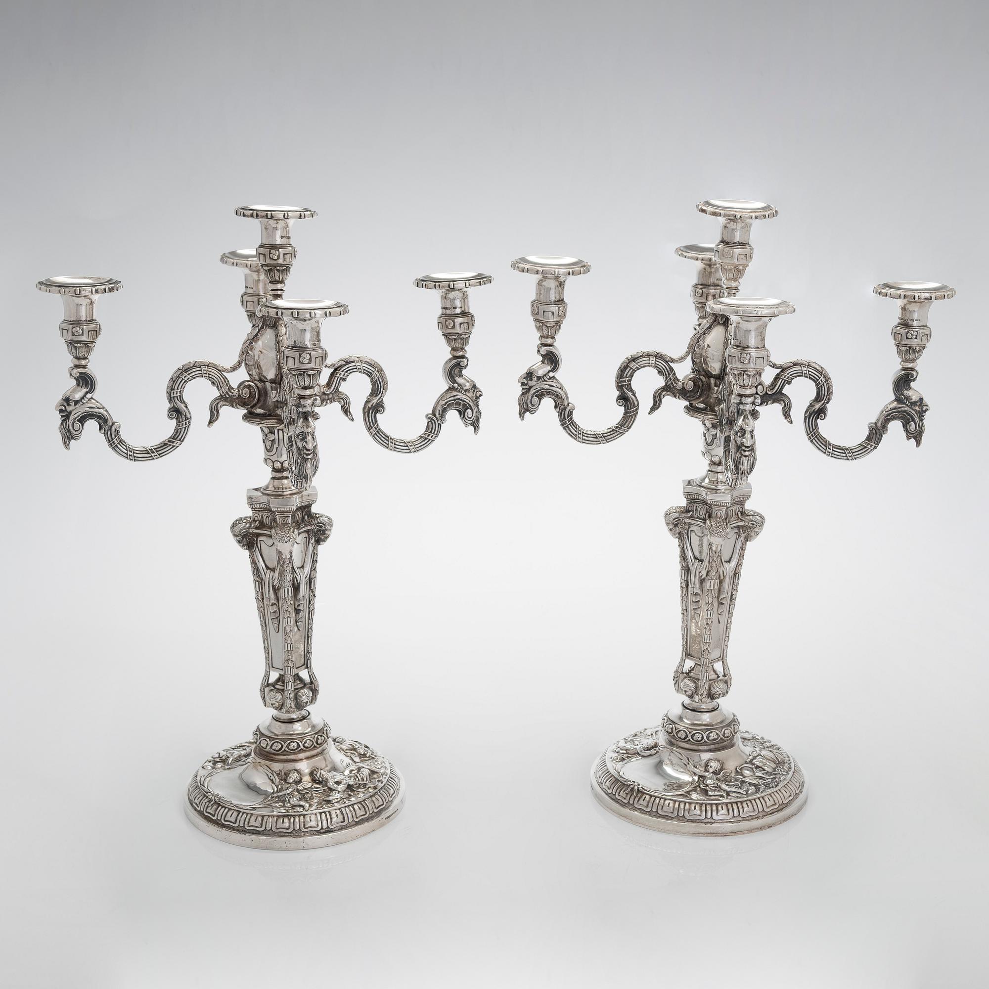 Christian Hammer, kandelabrar, ett par, silver, Stockholm 1854-1863.