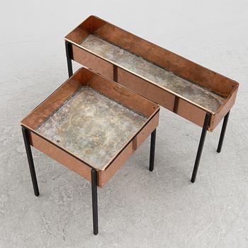Two copper flower tables, second half of the 20th century.