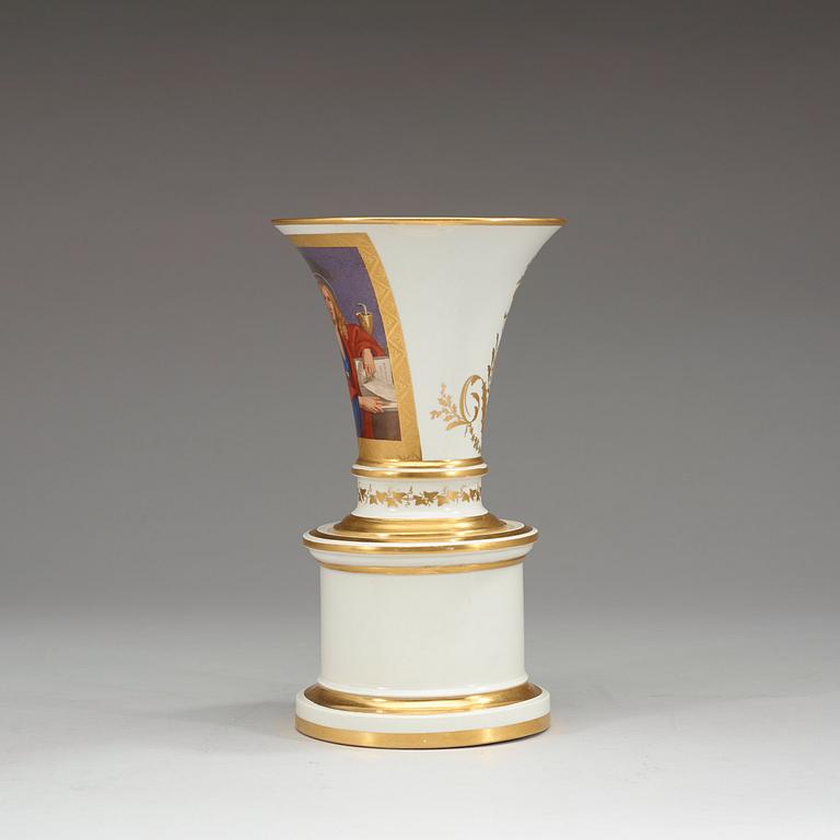 A Fürstenberg vase with liner and stand, 19th Century.