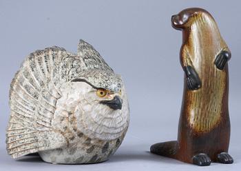 FIGURINER, 2 st, stengods, Lisa Larsson, Gustavsberg för WWF.