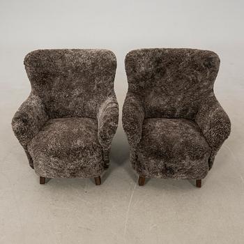 Armchairs, a pair, Asko Finland 1940s.