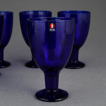 VINGLAS, glas, 6 st, "Luna" Kaj Franck, "Verna" Kerttu Nurminen, Iittala, 1900-talets slut.