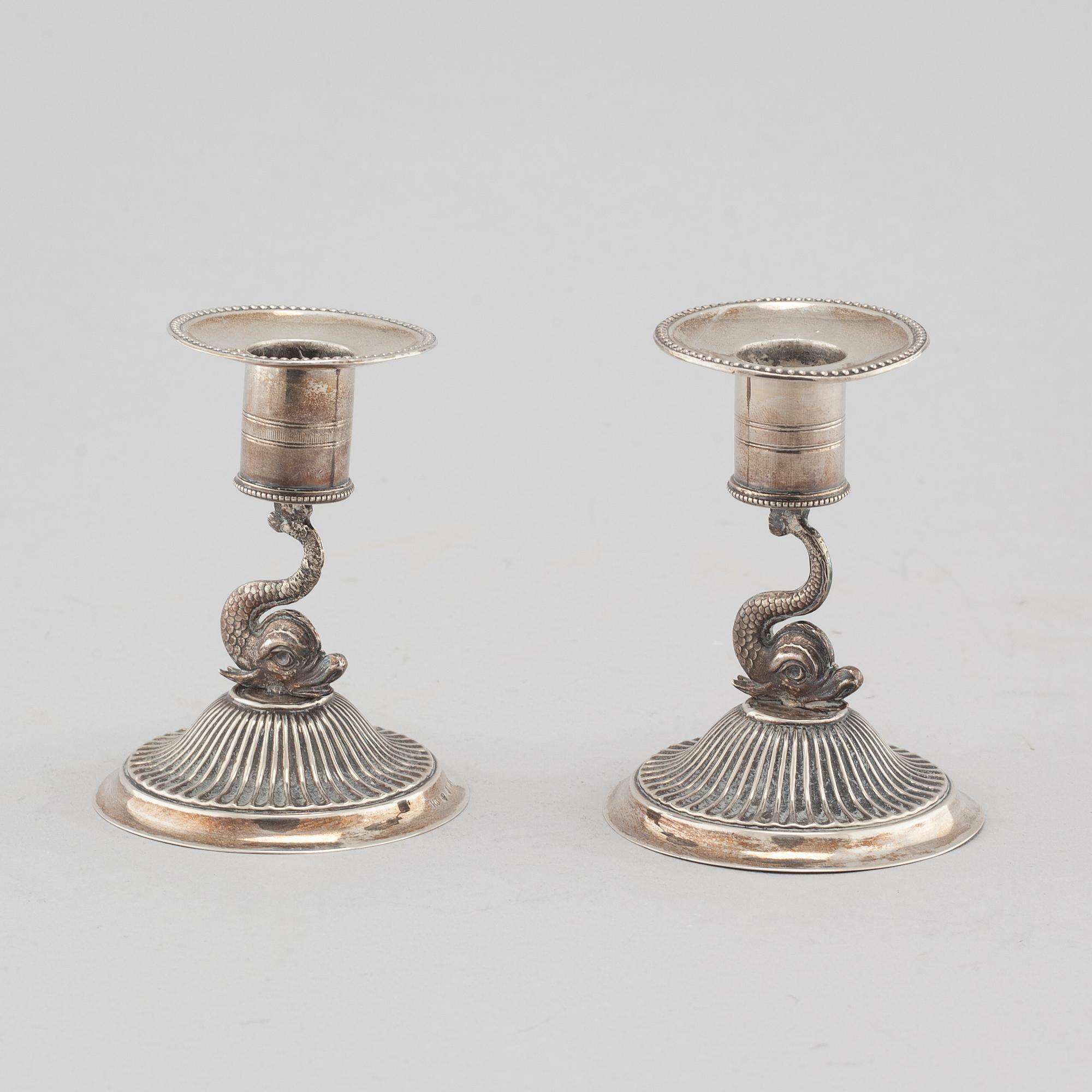 a pair of silver candlesticks, Stockholm, 1814.