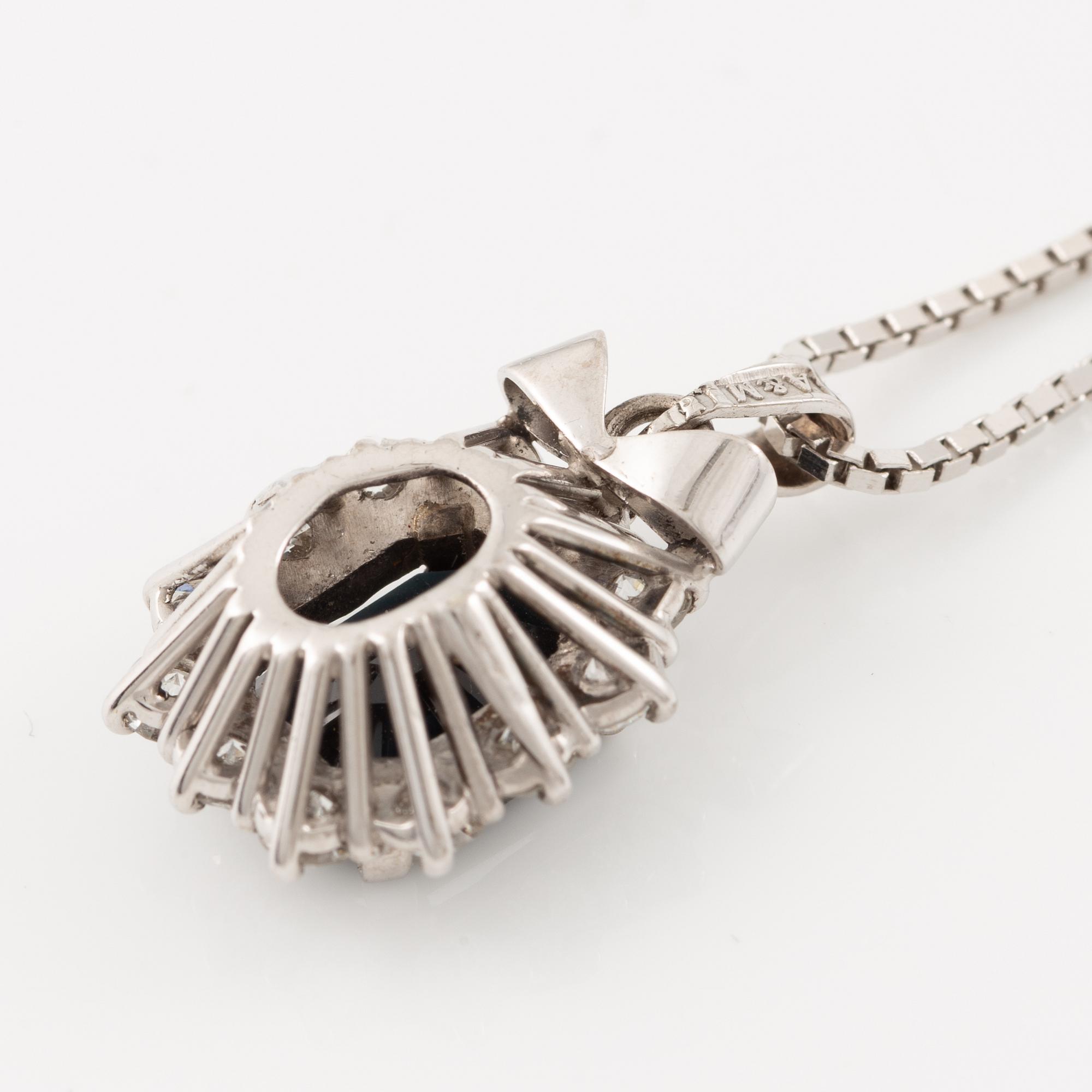 Pendant, Lennart Magnusson, 18K white gold with dark sapphire and brilliant-cut diamonds, chain included.
