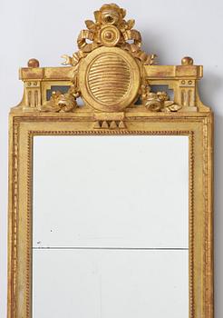 A Gustavian giltwood mirror by J. Åkerblad (master in Stockholm 1758-99).