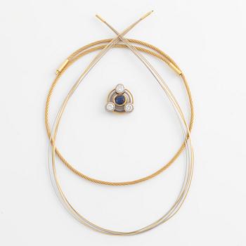 Gaudy, pendant with sapphires and brilliant-cut diamonds, two collier wires.