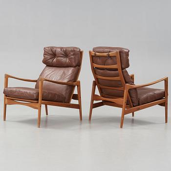 Ib Kofod-Larsen, a pair of 'Kandidaten' easy chairs, OPE Möbler, Sweden 1960's.