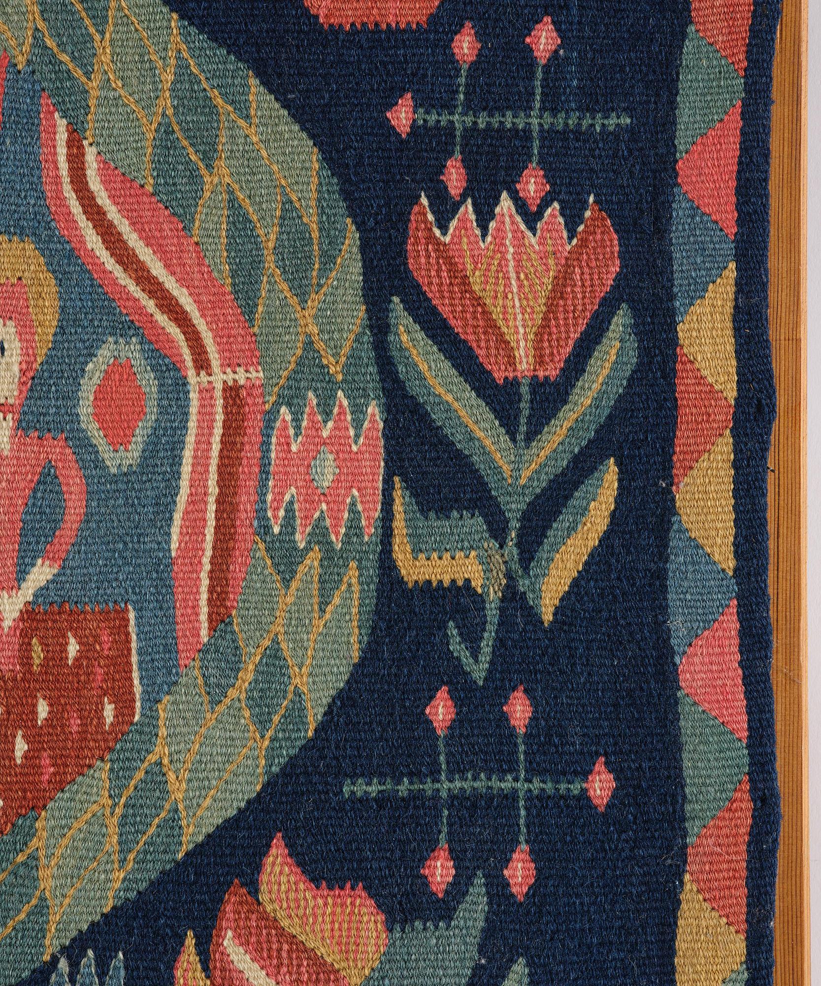 Åkdyna, "Bebådelsen", flamskväv, ca 104 x 52 cm, Skåne, 1800-1825.
