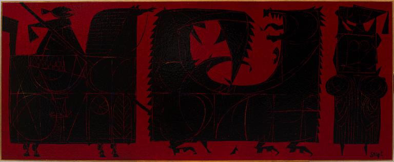 STIG LINDBERG, an enamel table top, Triva, Nordiska Kompaniet, circa 1960.
