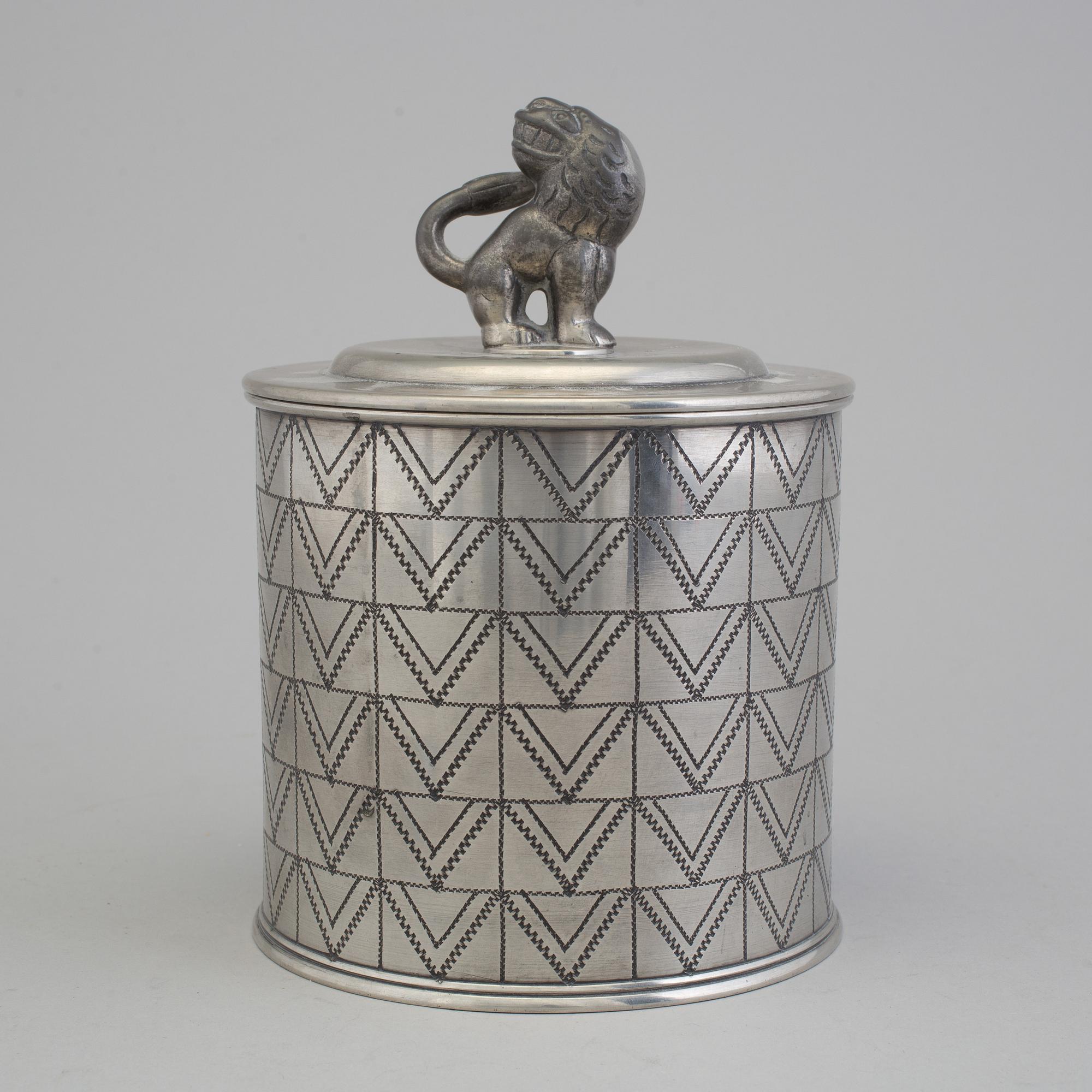 A Svenskt Tenn pewter lidded jar Stockholm 1927.