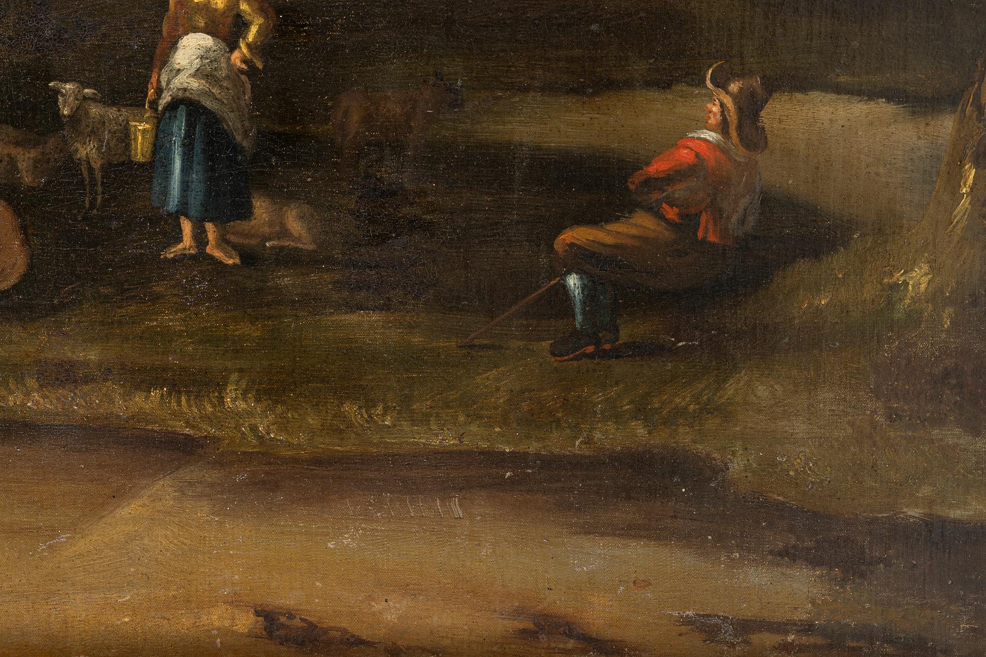Aelbert Cuyp, follower of., Pastoral coastal landscape with figures and livestock.