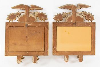A pair of two-light mirror girandoles, Swedish, first half of the 19th ct.