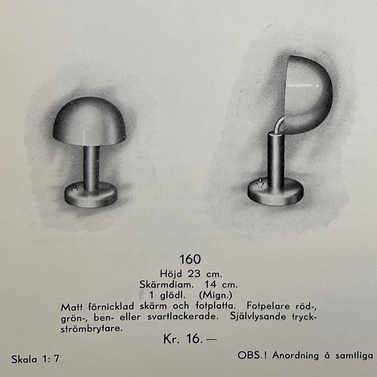 Boréns, a rare table lamp model 160, Borås, 1930s.