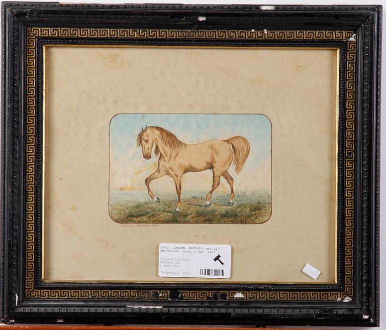 LARSÉN, FREDRIC, ett par, akvareller, sign. o dat. 1883.