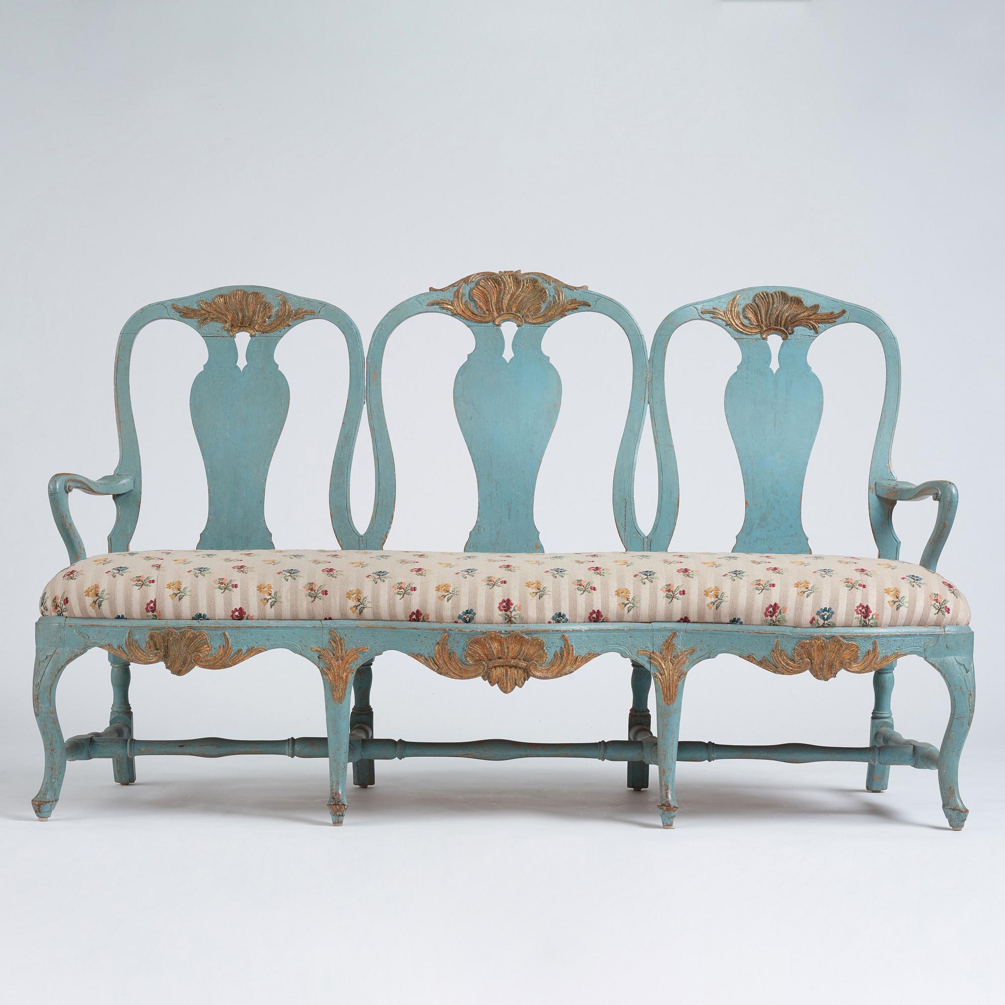 A Swedish Rococo sofa, second part of the 18th century.