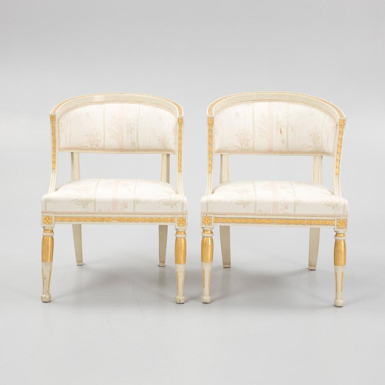 A pair of late Gustavian armchairs by E. Svensson (1755-1831).