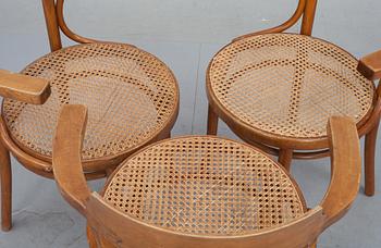 KARMSTOLAR, 3 st, Thonet, 1900-talets första hälft, stämpelmärkta.