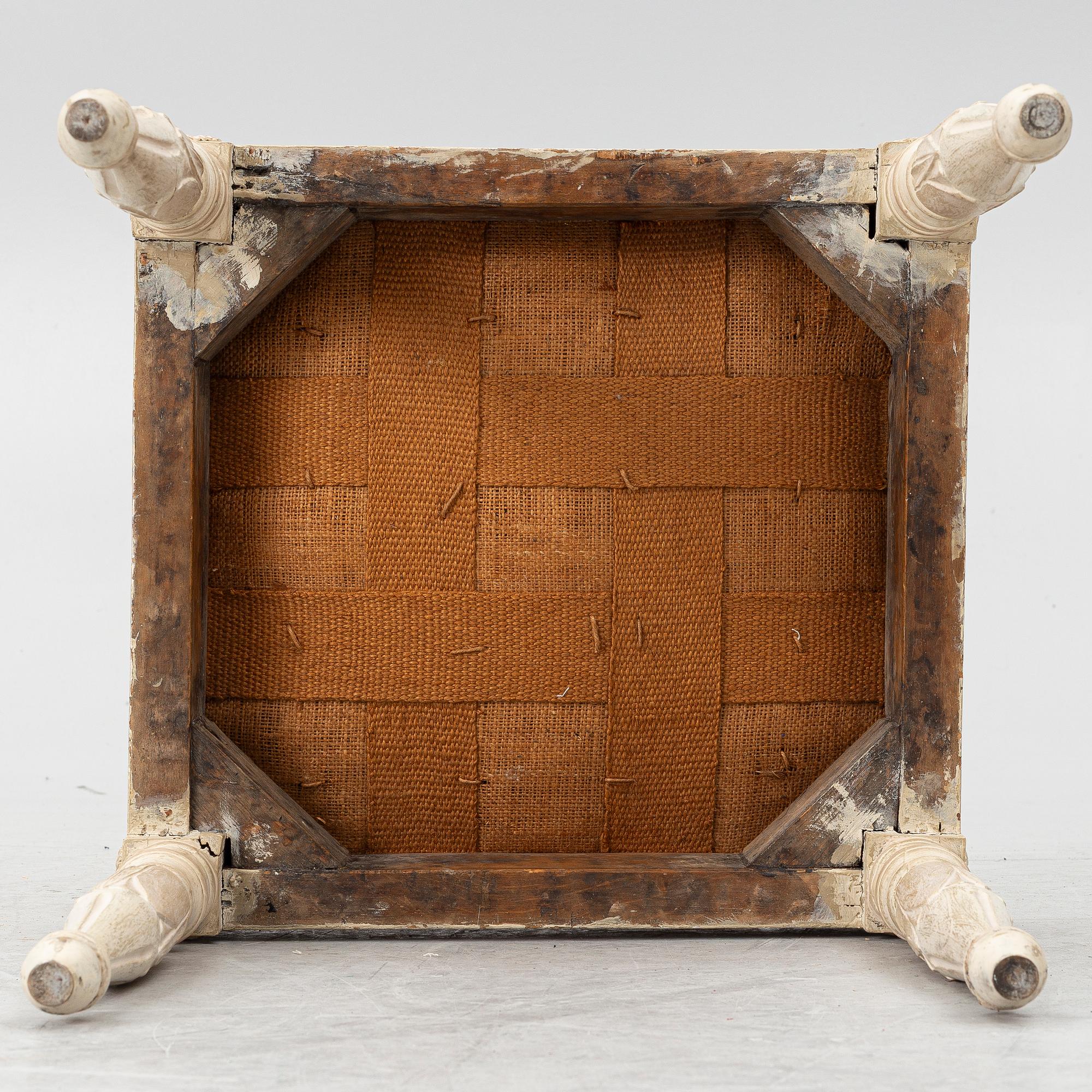 A late Gustavian stool by M- Lundberg (master in Stockholm 1775-1812).