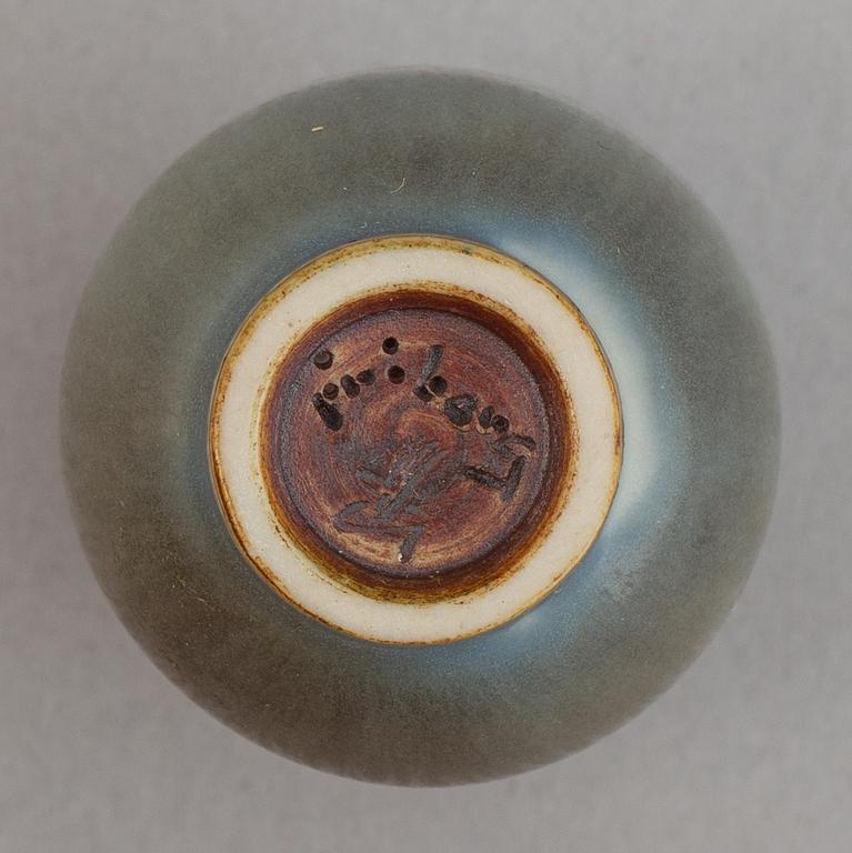 Berndt Friberg, a set of five stoneware miniature vases, Gustavsbergs studio, 1950's.