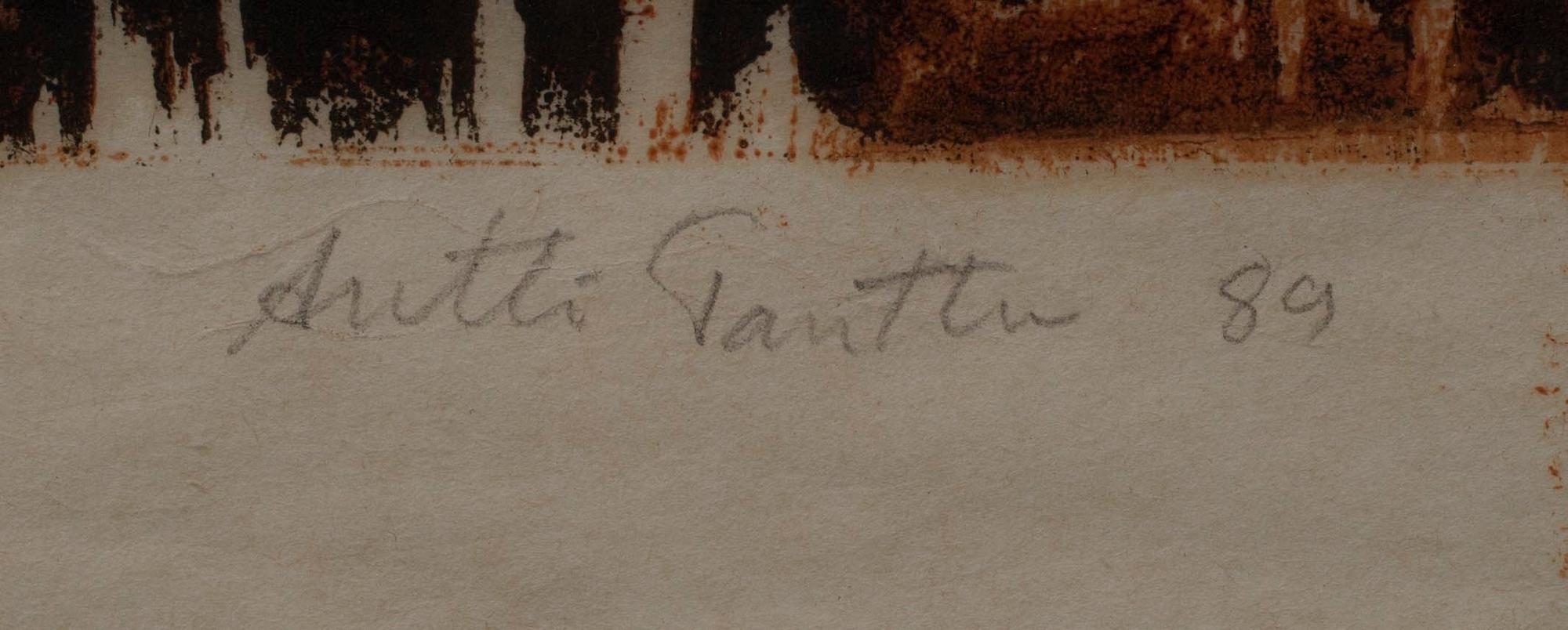 ANTTI TANTTU, puupiirros, EA 1/1, sign. ja päiv. -89.