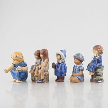 Lisa Larson, figuriner, 5 st, stengods, K-Studion Gustavsberg och Gustavsbergs Studio.