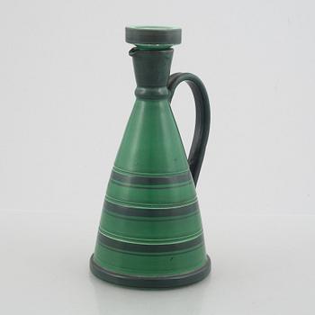 Eva Jancke Björk, a faience decanter with stopper, Bo Fajans, Gävle, 1934-43.