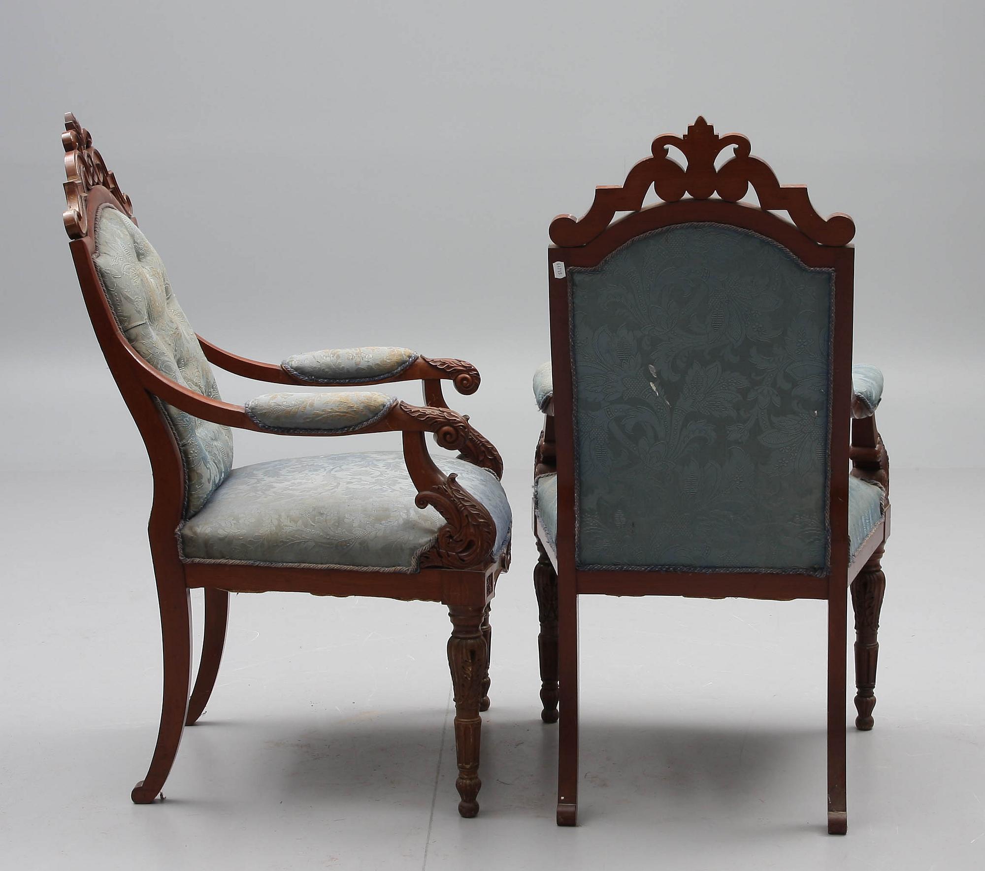 KARMSTOLAR, 4 st, nyrenässans, 1800-talets slut.