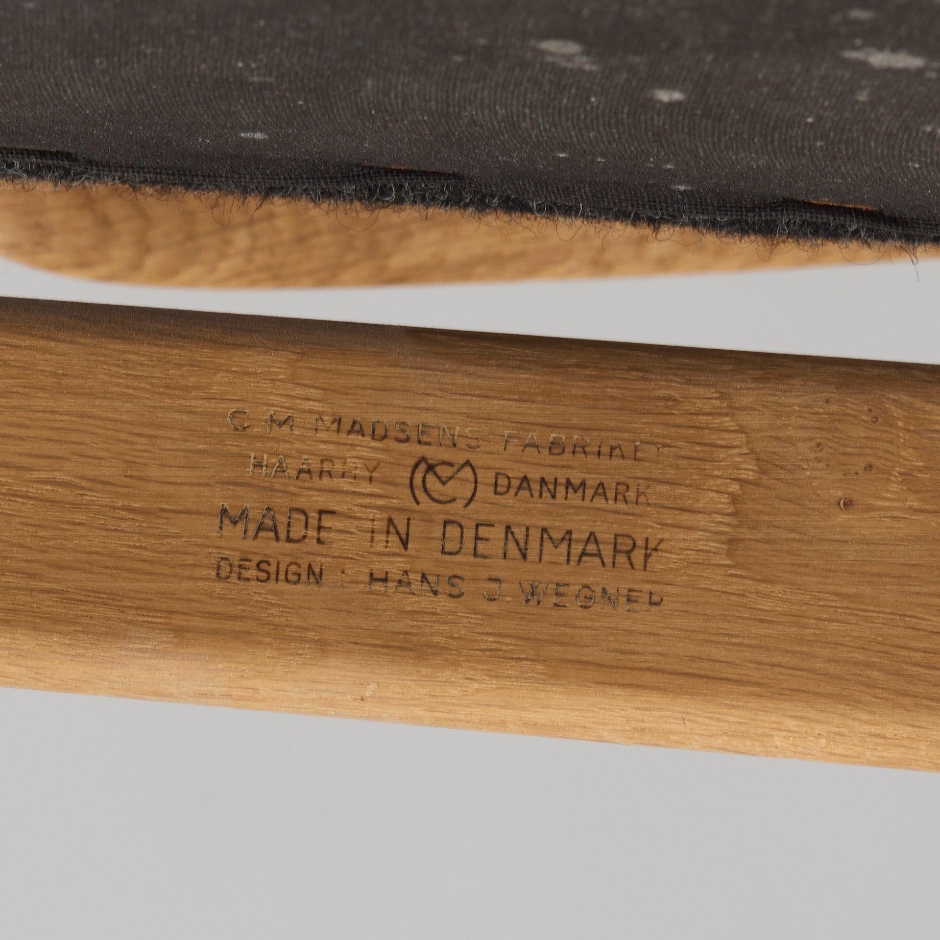 Hans J. Wegner, stolar, 6 st, C M Madsens Fabriker, Danmark 1950-60-tal.