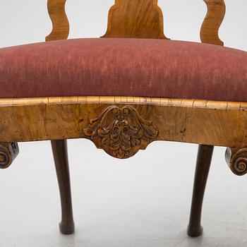 Four English late Baroque chairs, first part of the 18th century.