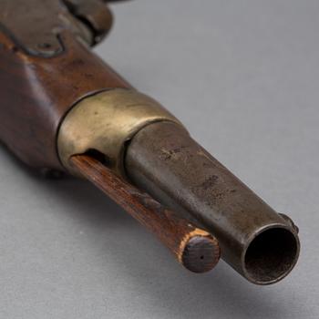 SLAGLÅSPISTOL MED LADDSTOCK, 1800-TAL.