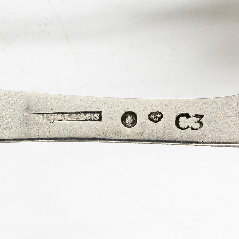 Matskedar, silver, 11 st, äldre modeller, 1789-1848.