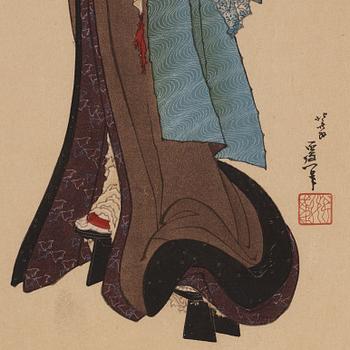 KATSUSHIKA HOKUSAI (1760–1849), efter, color woodblock print. Japan, presumably 20th century.