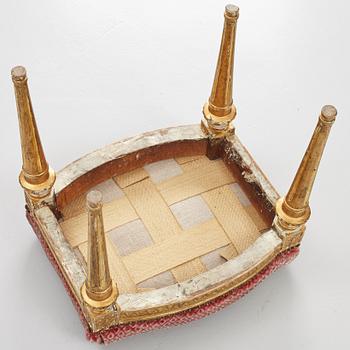 A Gustavian giltwood stool by E. Ståhl (master in Stockholm 1794-1820).