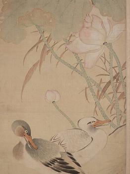 Ma Yuanyu, after, Birds by a rock formation next to a lotus pond.