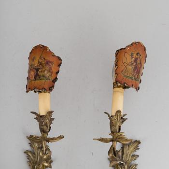 APPLIQUER, för ett ljus, ett par, mässing, Louis XV-stil 1900-tal.