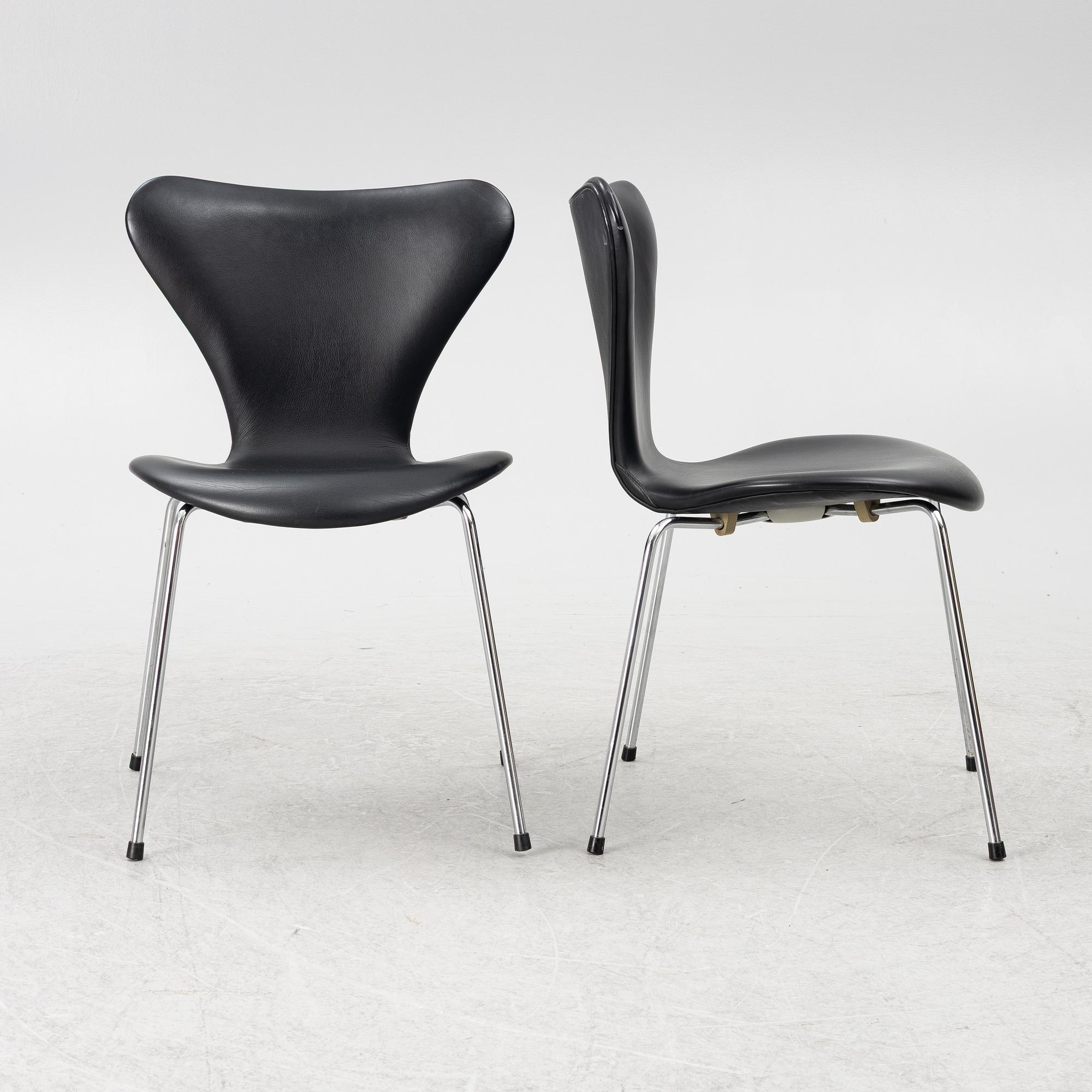 Arne Jacobsen, stolar, 6 stycken "Sjuan" Fritz Hansen, 2000-tal.