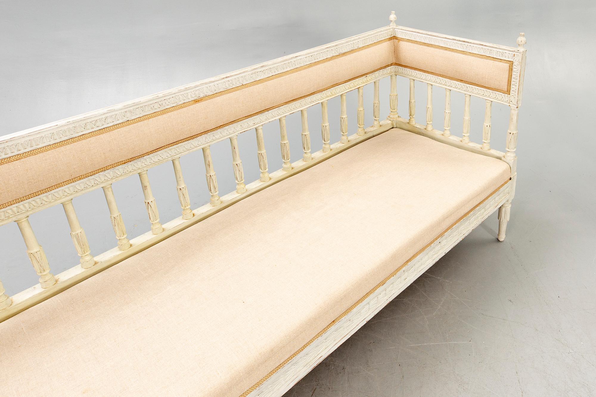 A painted Swedish Gustavian sofa around 1800.