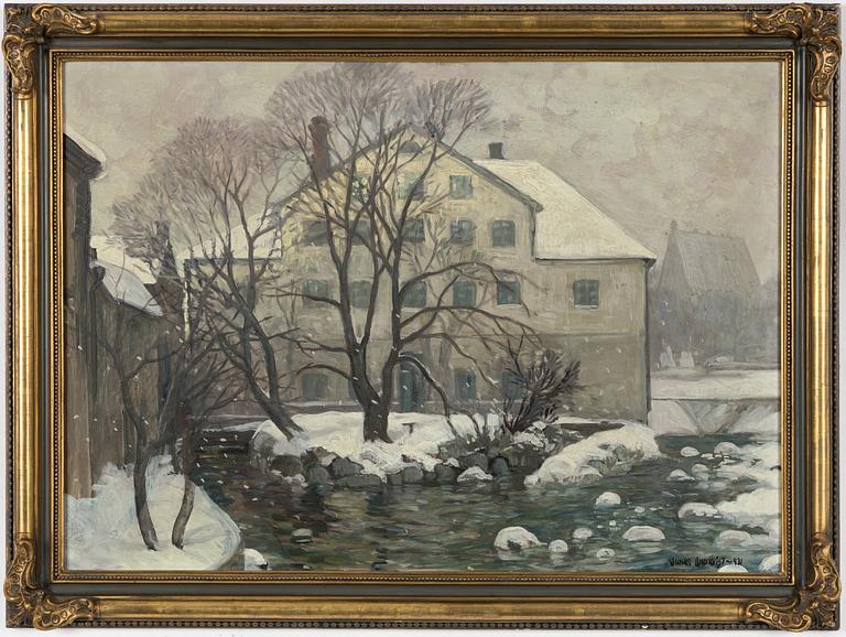 Jonas Lindkvist, Winter View of Akademikvarnen from Dombron, Uppsala.